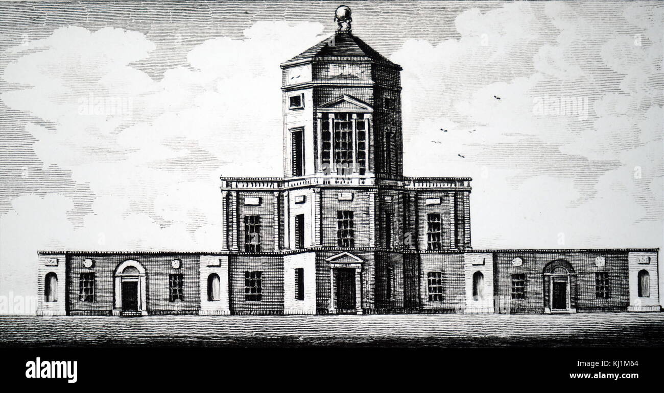 Grabado representando la parte exterior de la Radcliffe Observatory, el observatorio astronómico de la Universidad de Oxford desde 1773 hasta 1934. Fecha del siglo XVIII Foto de stock