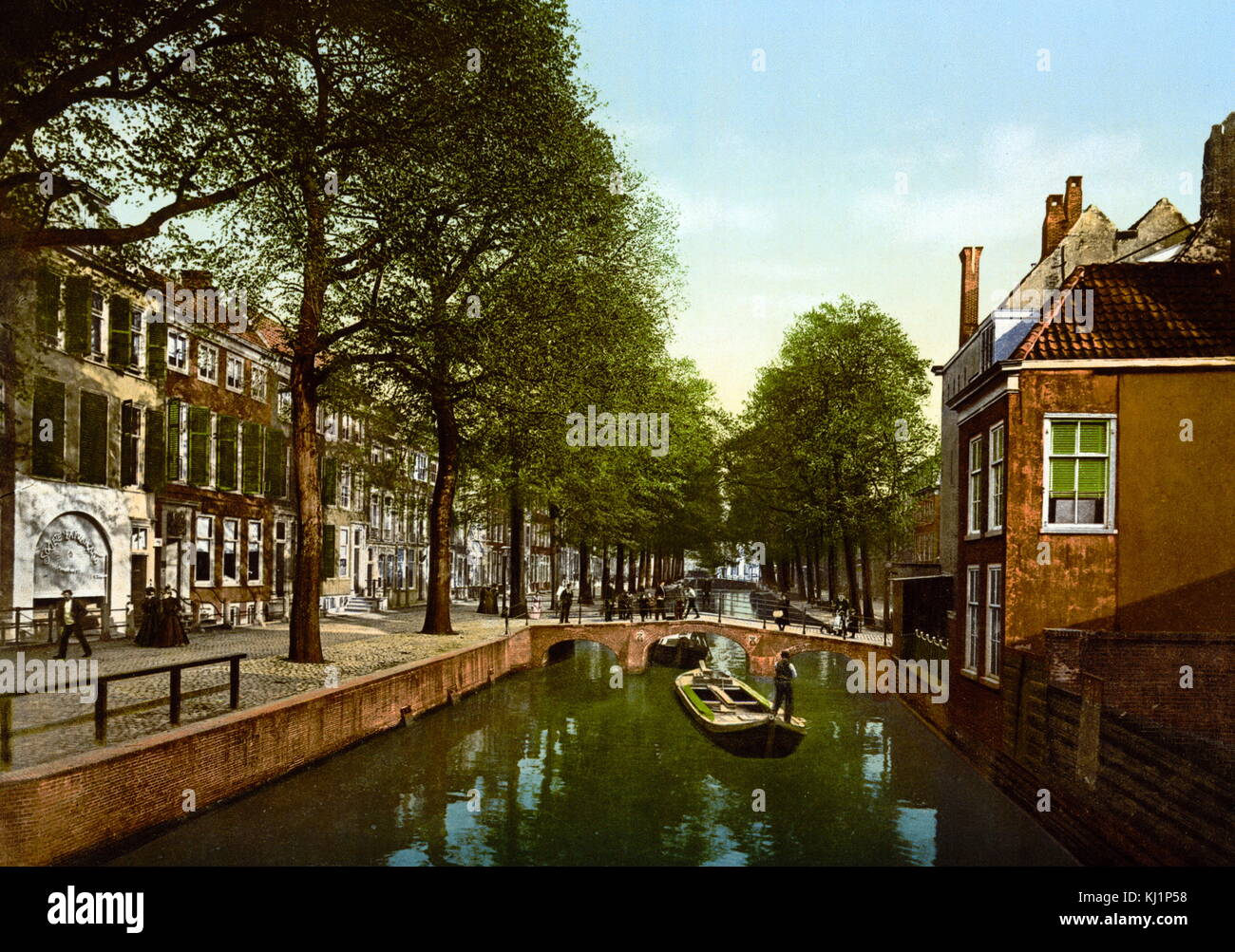 Impresión fotomecánica fechados en 1900, mostrando el nuevo canal Uitleg, en La Haya, Holanda Foto de stock