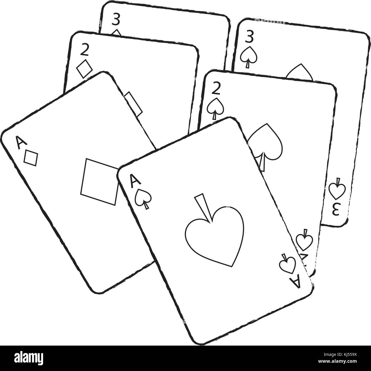 Baraja de cartas de poker juegos de azar concepto Imagen Vector de stock -  Alamy