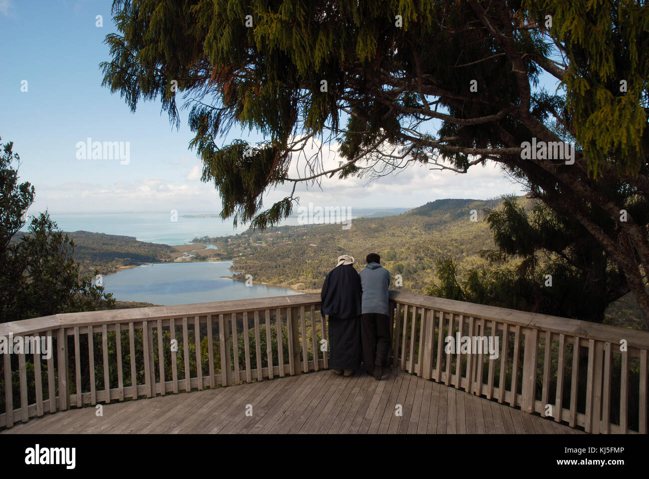 El Centro de Naturaleza Arataki pasos Arataki Visitor Center, Waitakere Ranges Regional Park, cerca de Auckland en la Isla del Norte, Nueva Zelanda. Foto de stock