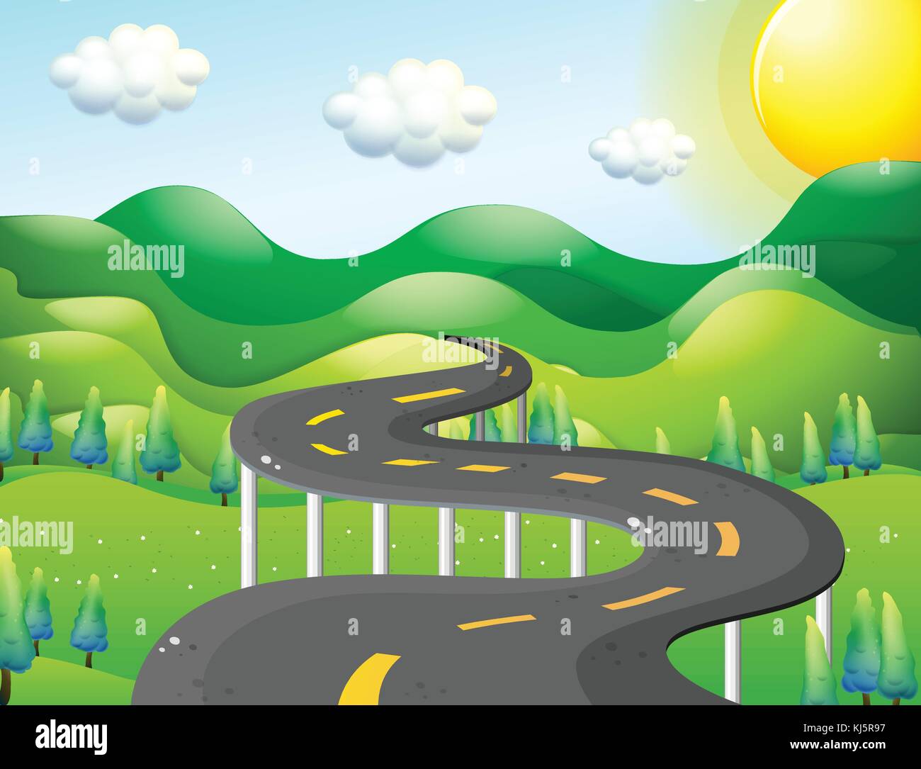 Ilustración de una muy estrecha carretera Ilustración del Vector
