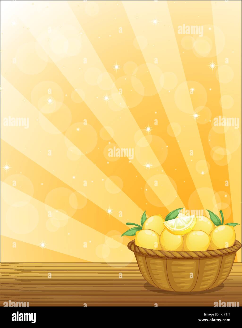 Ilustración de una canasta llena de limones Ilustración del Vector