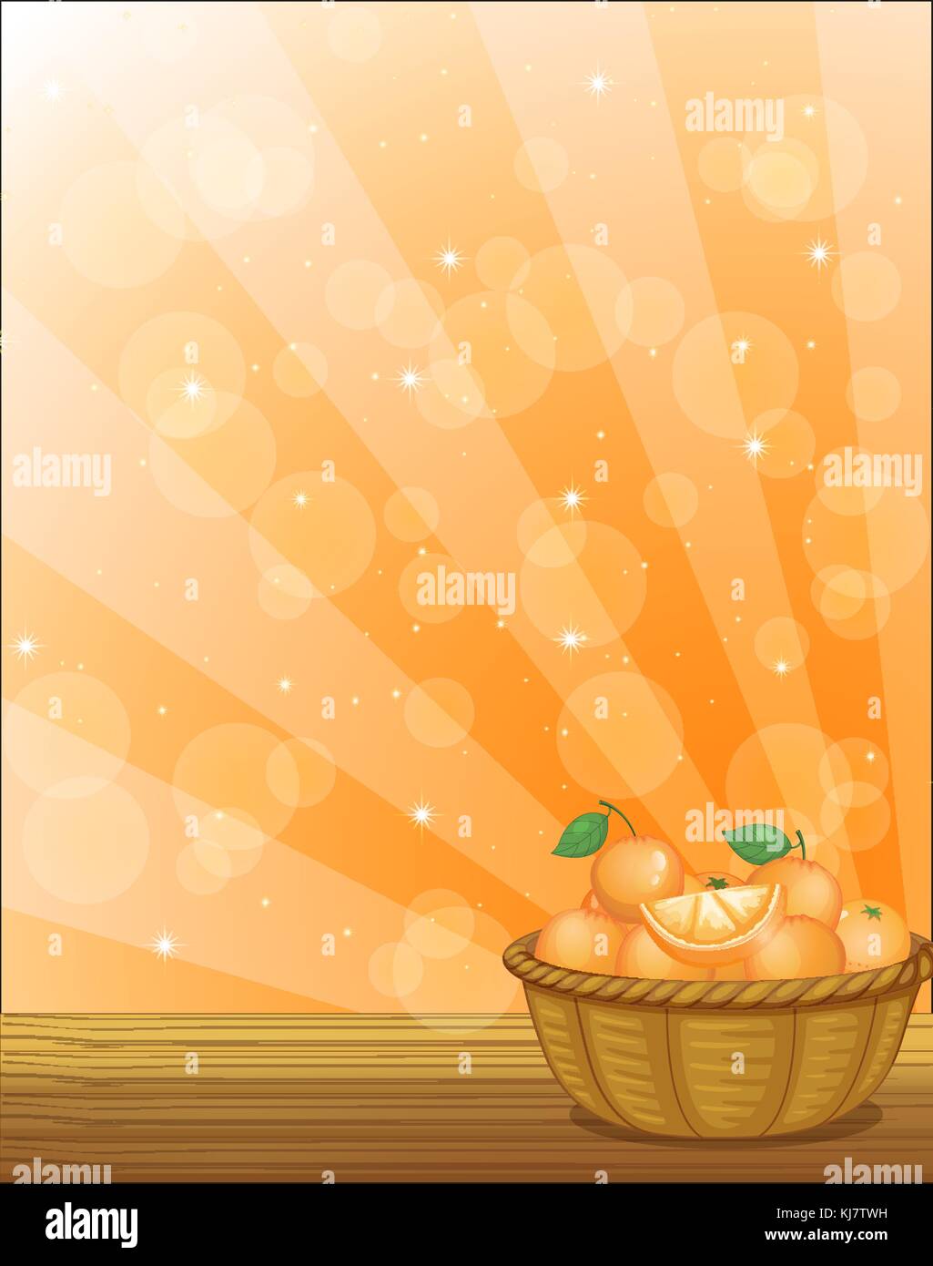 Ilustración de una canasta llena de naranjas Ilustración del Vector