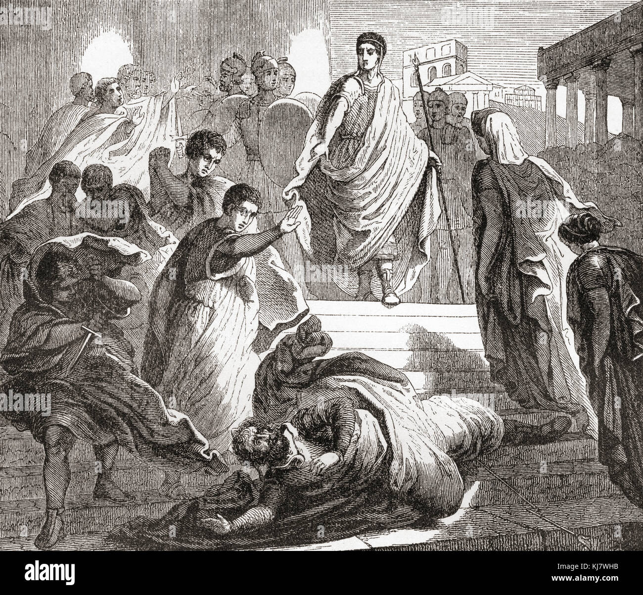 El asesinato de Servio Tullius por su yerno Lucio Tarquinio, 535 BC. Servio Tullius, sexto rey legendario de Roma que reinó 575-535 BC. De Ward y bloquear el ilustrado de la historia del mundo, publicado c.1882. Foto de stock