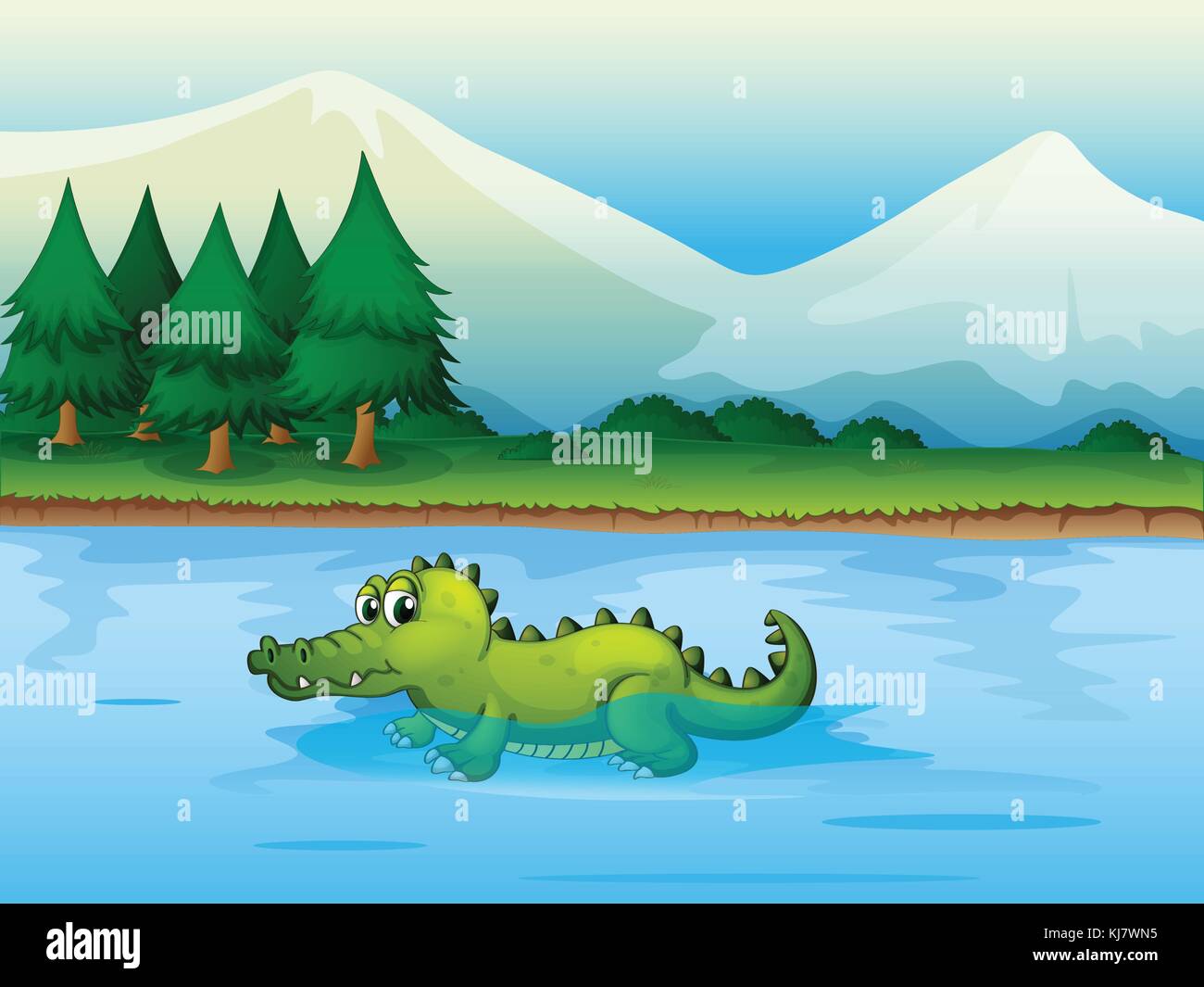 Ilustración de un cocodrilo en el río Imagen Vector de stock - Alamy