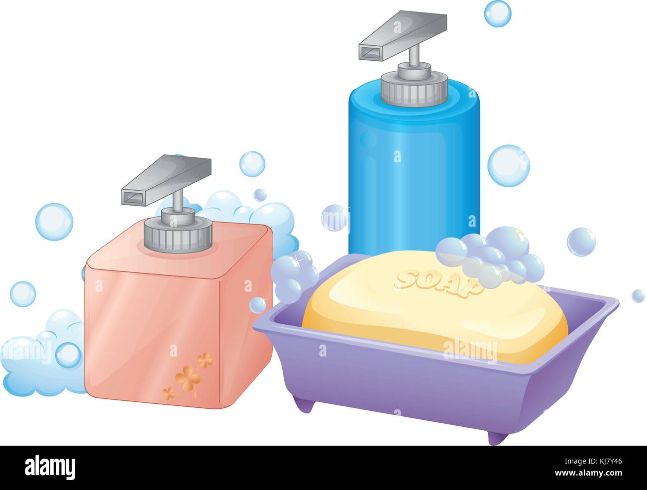 Ilustración de un líquido y el jabón de la barra sobre un fondo blanco  Imagen Vector de stock - Alamy