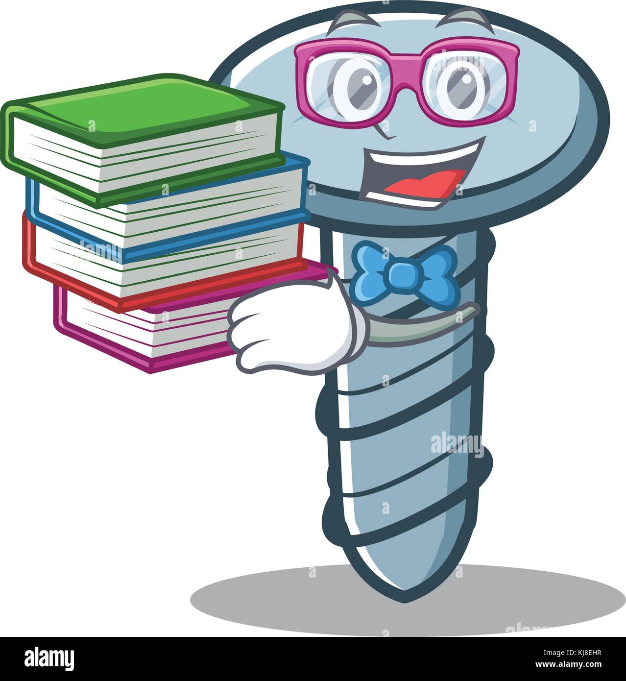 Informar Sociable Milagroso Estudiante con carácter de tornillo del libro de estilo de dibujos animados  Imagen Vector de stock - Alamy