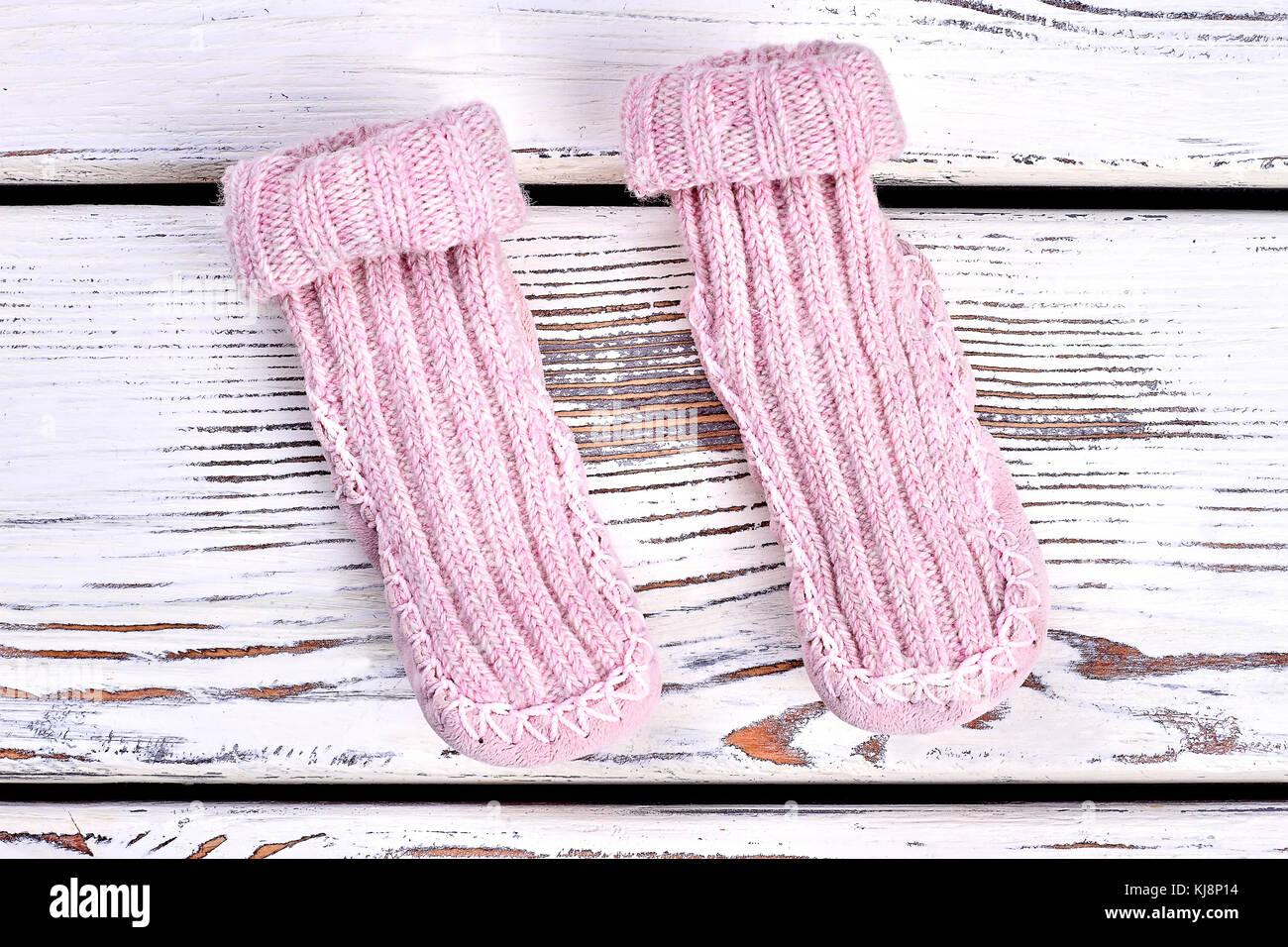 Par de calcetines niños en lana natural - Fucsia y blanco Par de calcetines  niños en lana natural - Fucsia y blanco - Manos del Alma