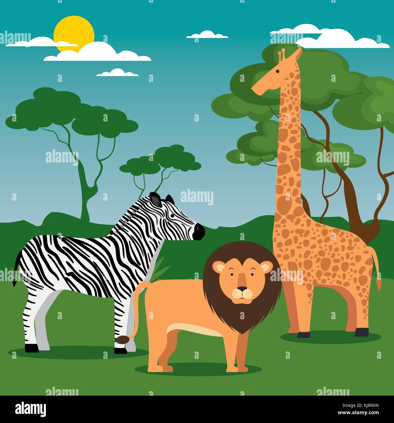Dibujos animados animales salvajes Imagen Vector de stock - Alamy