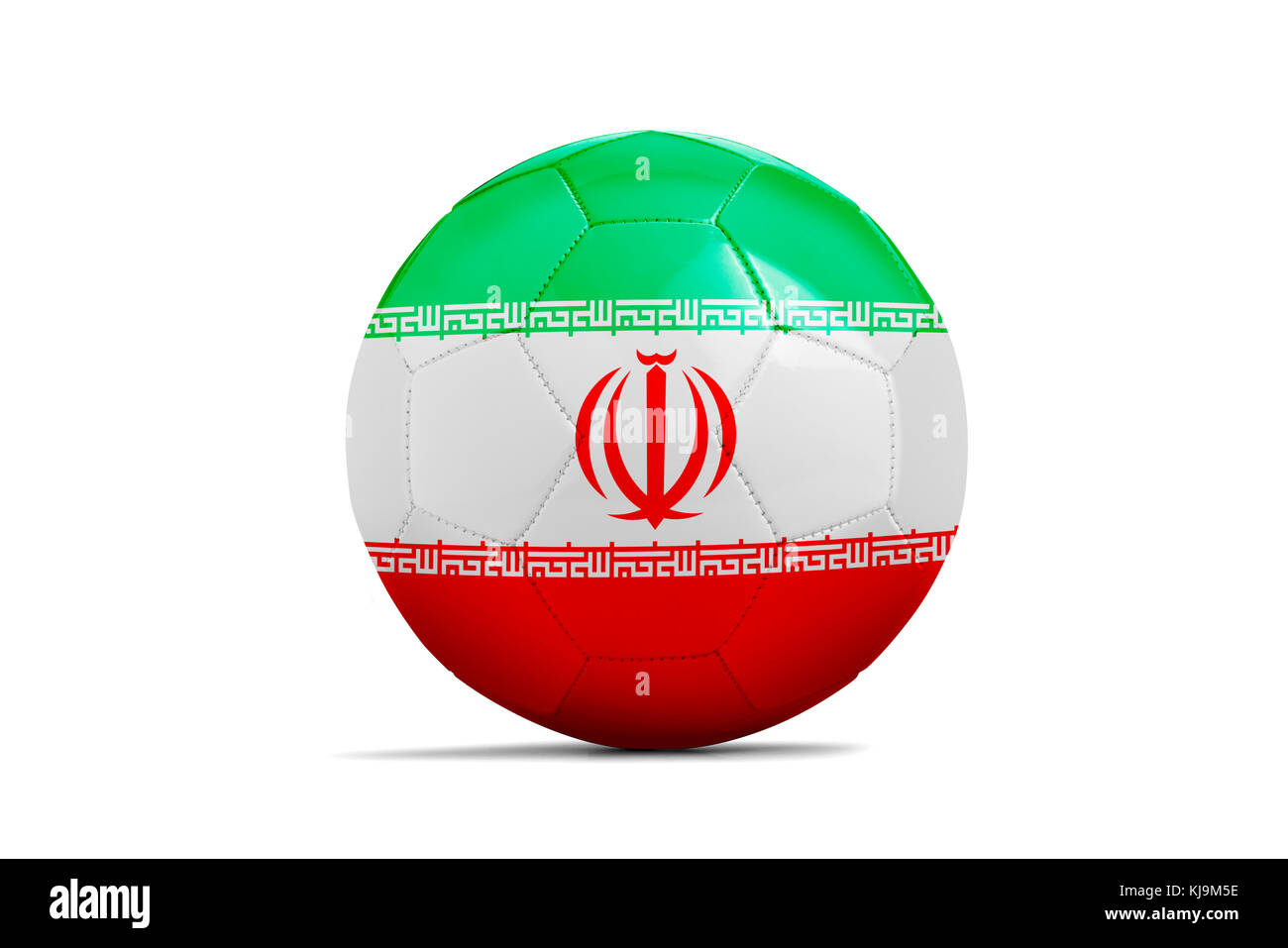 Pelota de fútbol con la bandera del equipo aislado, Rusia 2018 Irán. Foto de stock