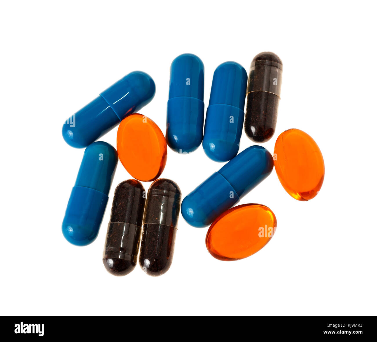 Pills grupo aislado en blanco Foto de stock