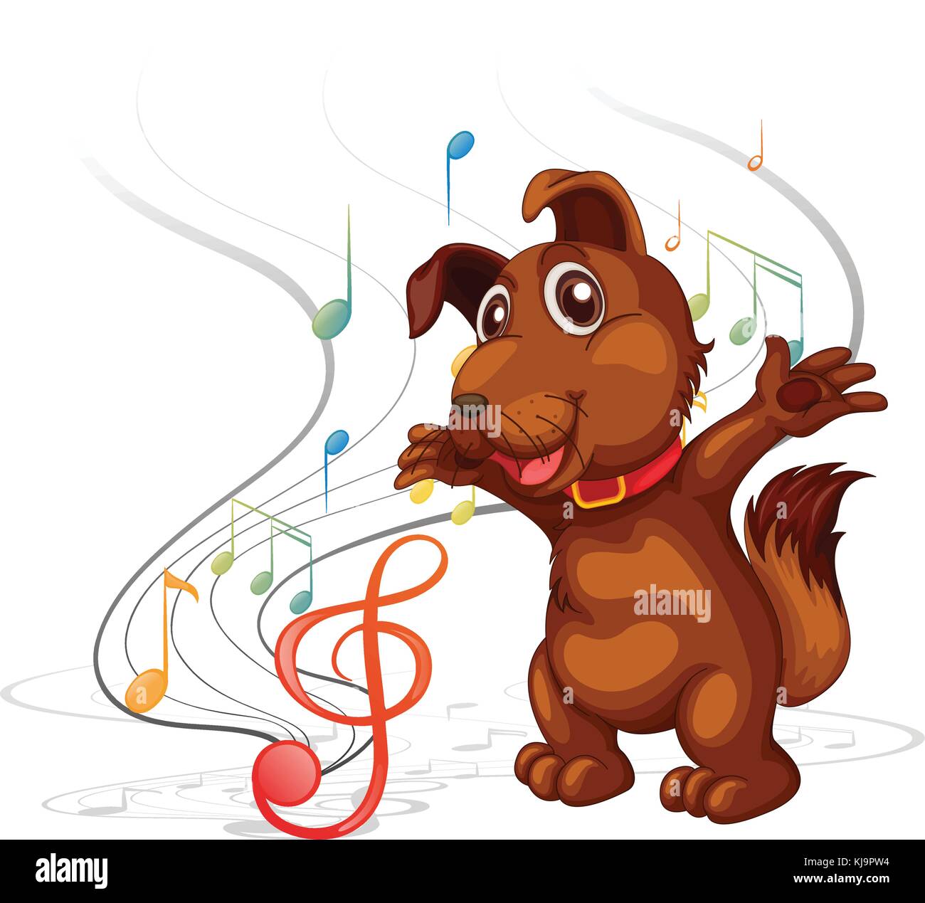 Ilustración del perro cantando sobre un fondo blanco Imagen Vector de stock  - Alamy