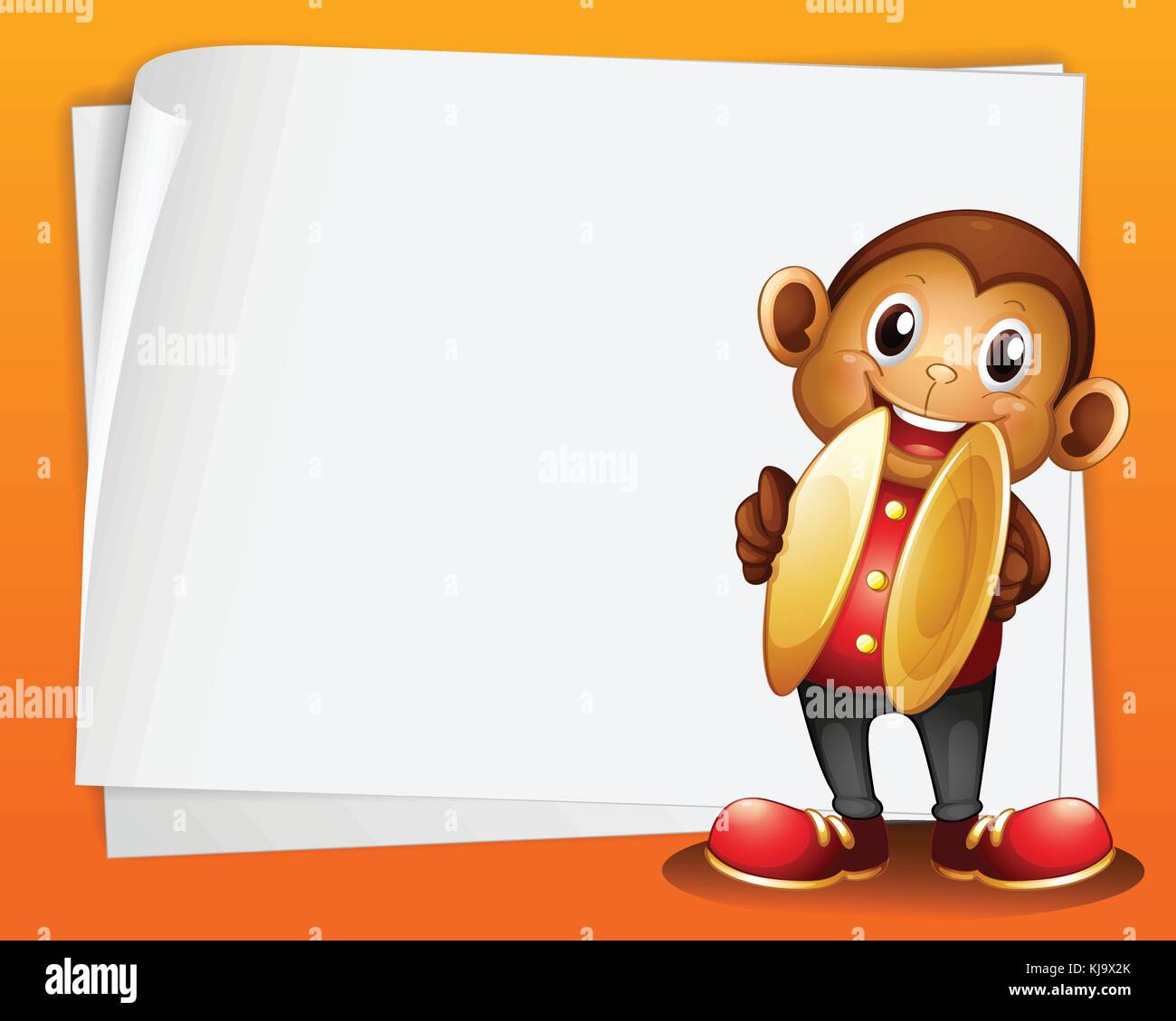 Ilustración de un mono con platillos y el espacio en blanco Imagen Vector  de stock - Alamy