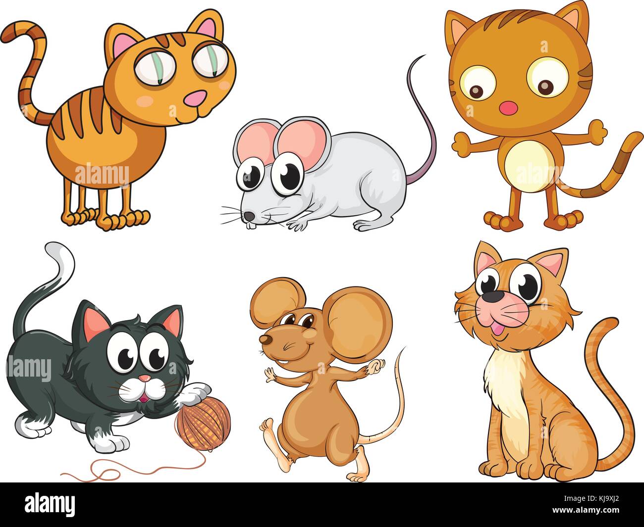 Ilustración de gatos y ratones sobre un fondo blanco Imagen Vector de stock  - Alamy