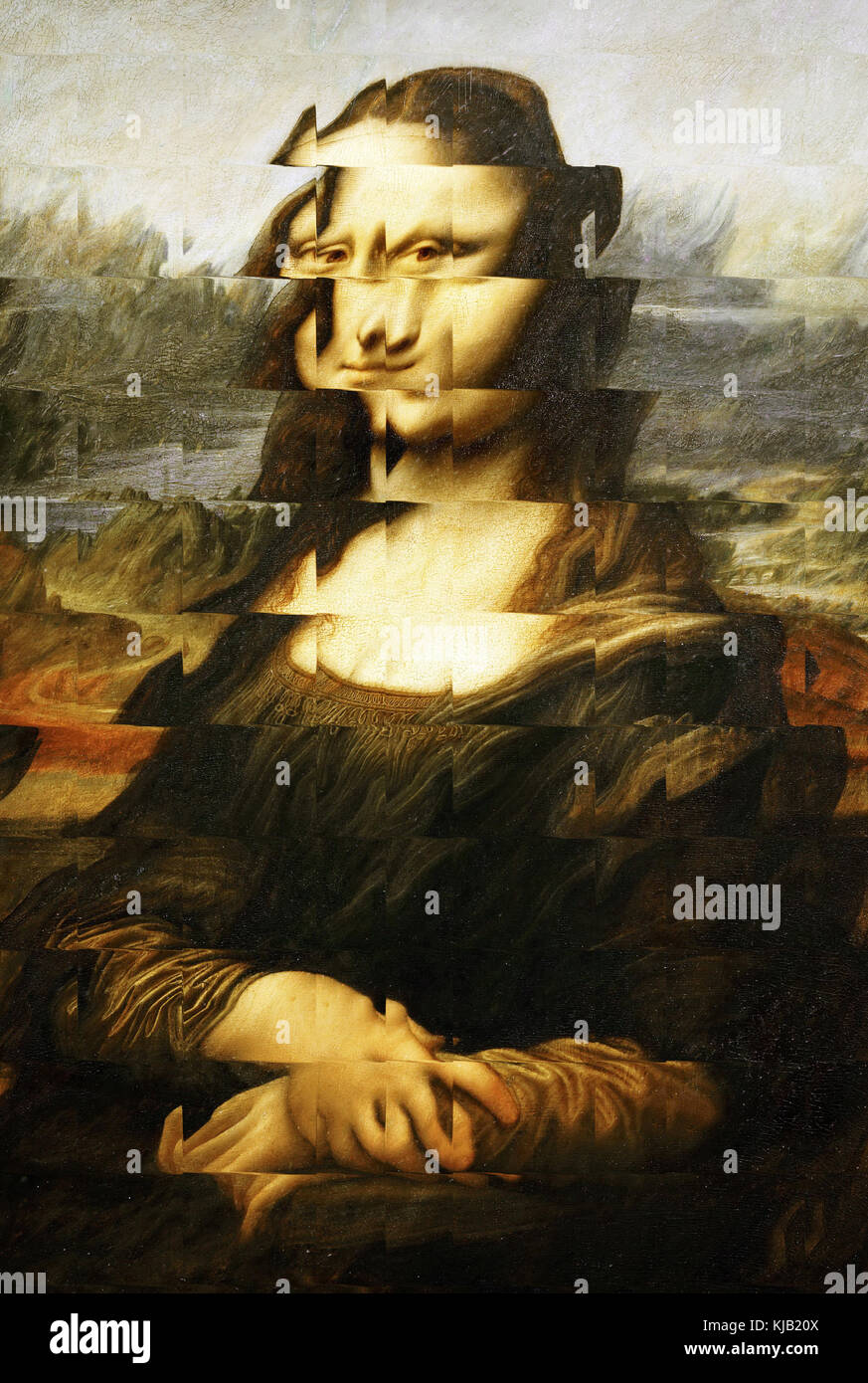 Mona Lisa imagen fragmentada y distorsionada Foto de stock