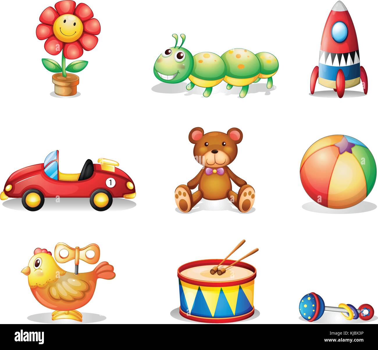 Ilustración de los diferentes tipos de juguetes para niños sobre un fondo  blanco Imagen Vector de stock - Alamy