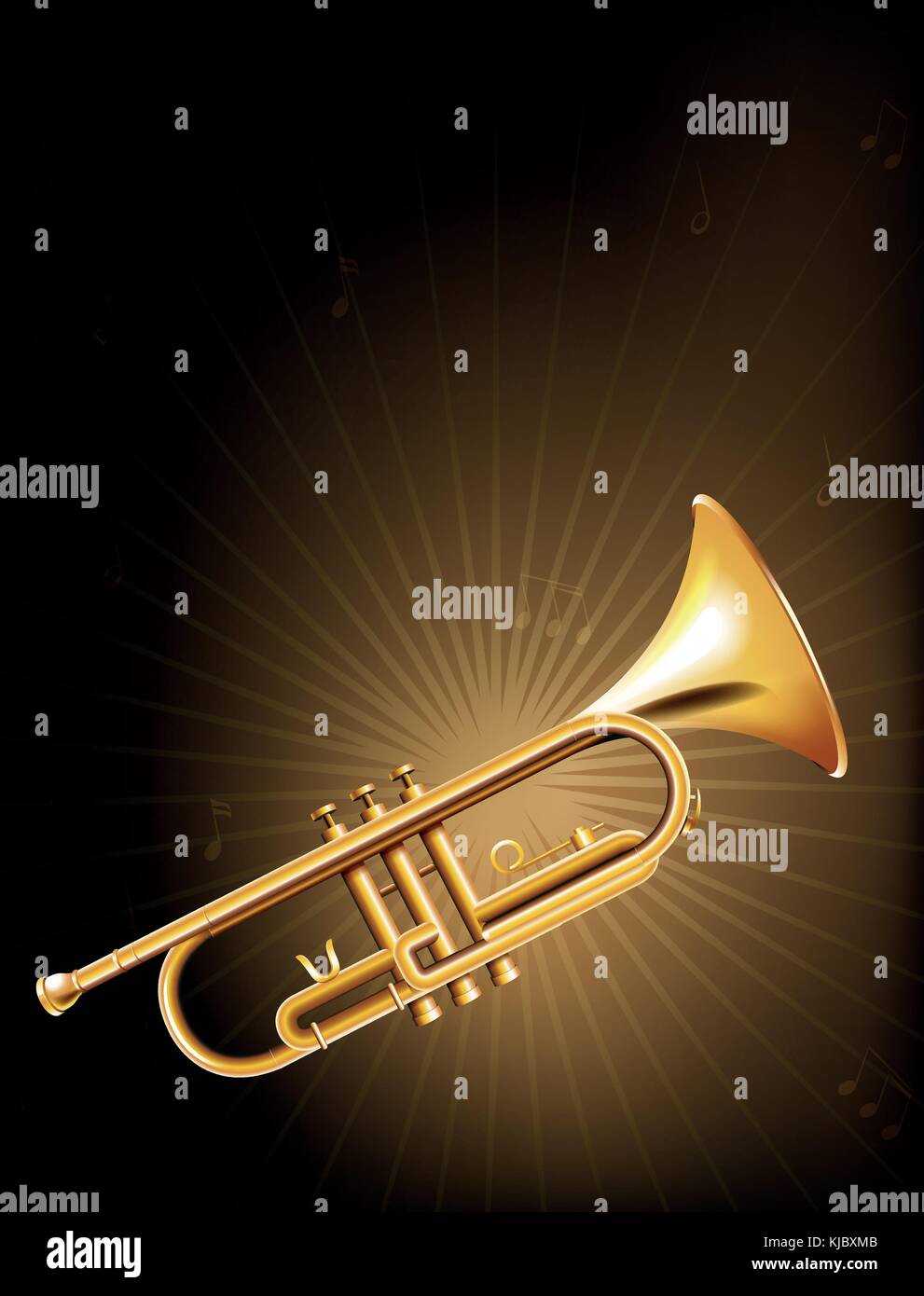 Ilustración de una trompeta de oro Imagen Vector de stock - Alamy
