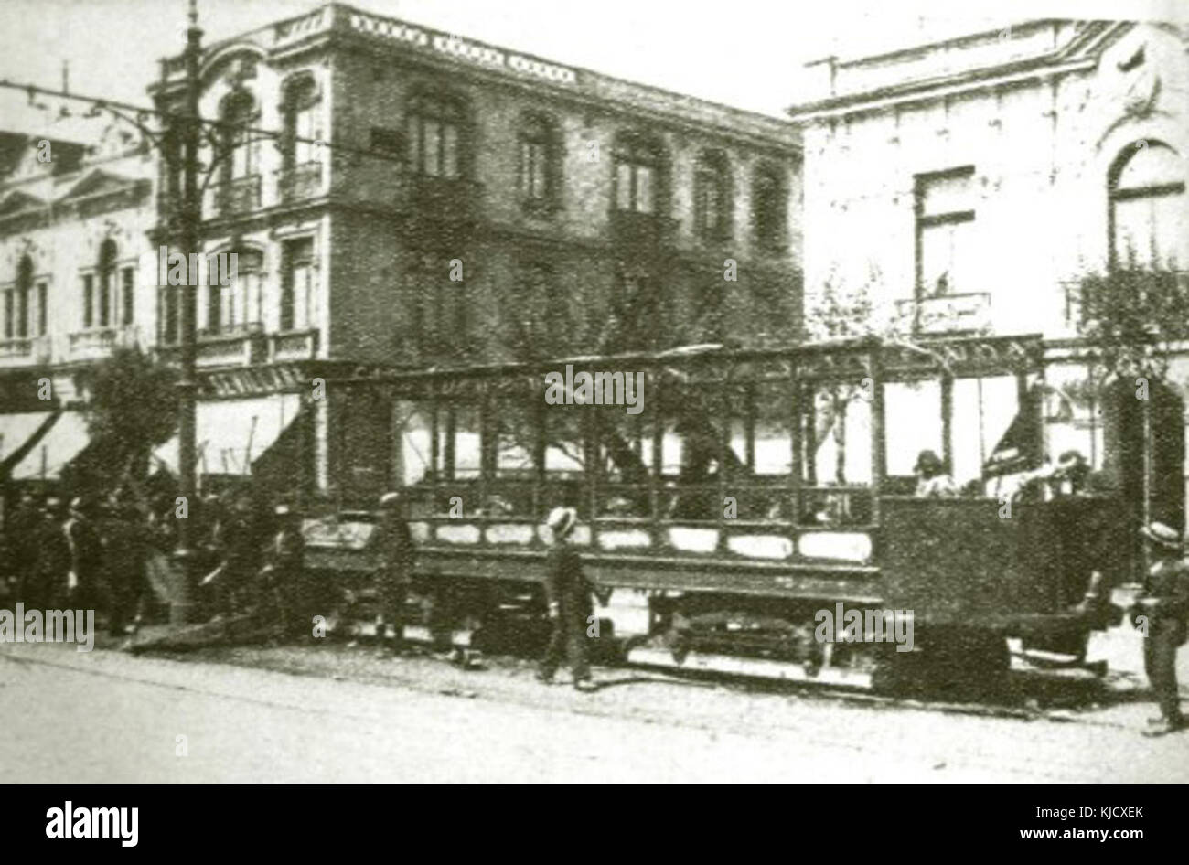 Tranvias sufren atentados incendiarios en 1917 Foto de stock