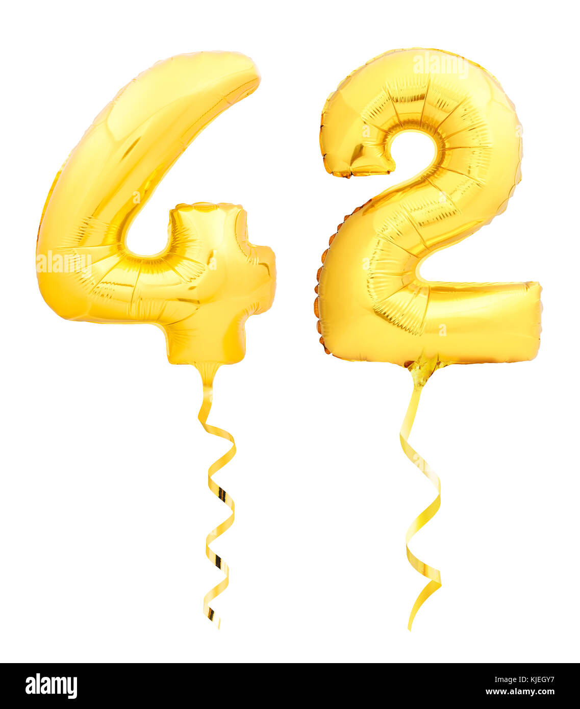 Numero Cuarenta Y Dos De Oro 42 De Balon Inflable Con Cinta En
