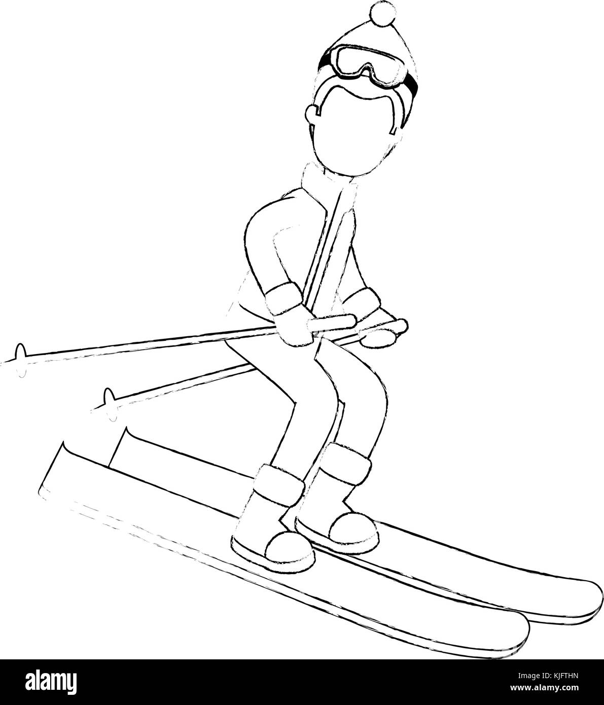 Joven con ropa de invierno esquí diseño ilustración vectorial Ilustración del Vector