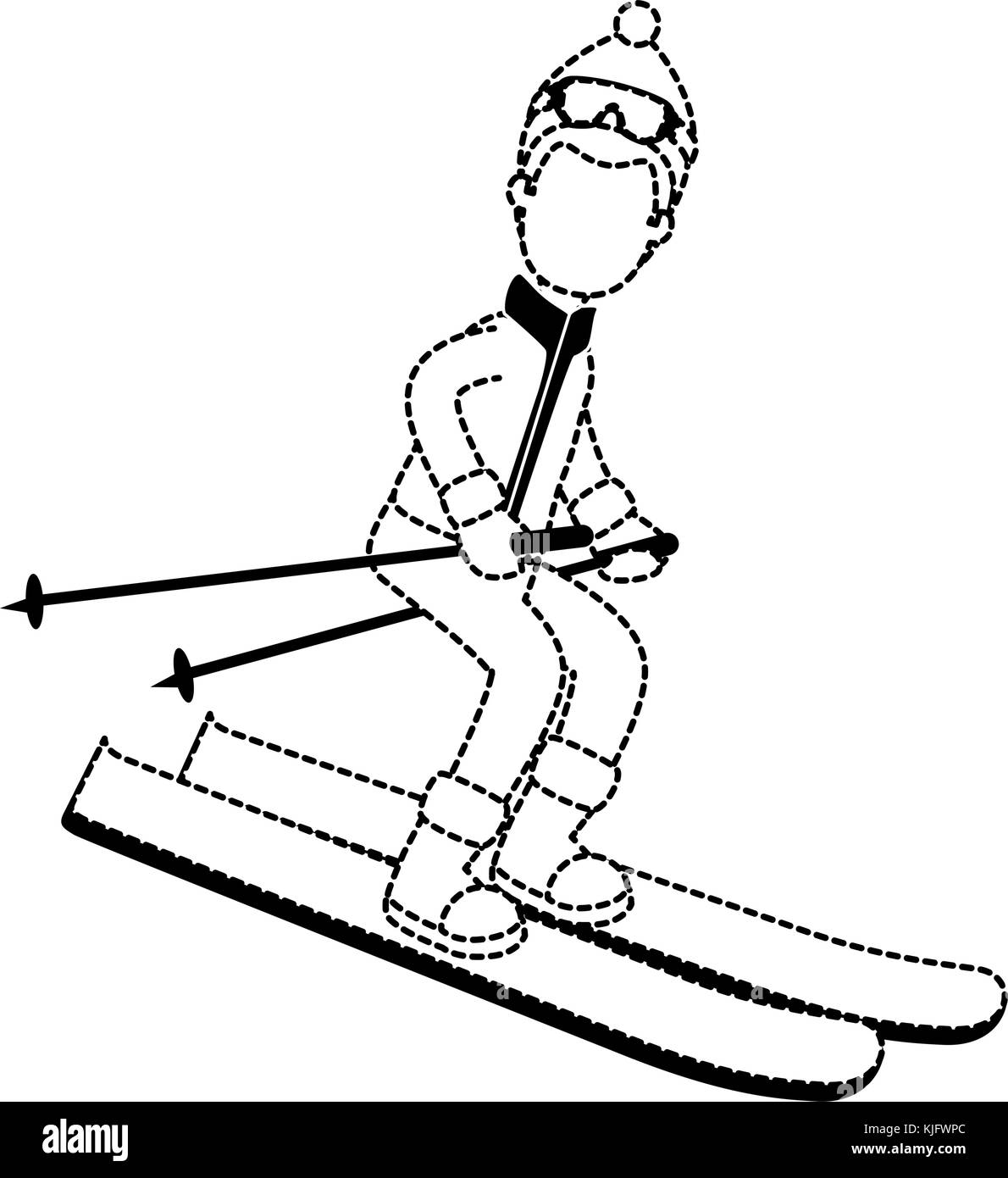 Joven con ropa de invierno esquí diseño ilustración vectorial Ilustración del Vector