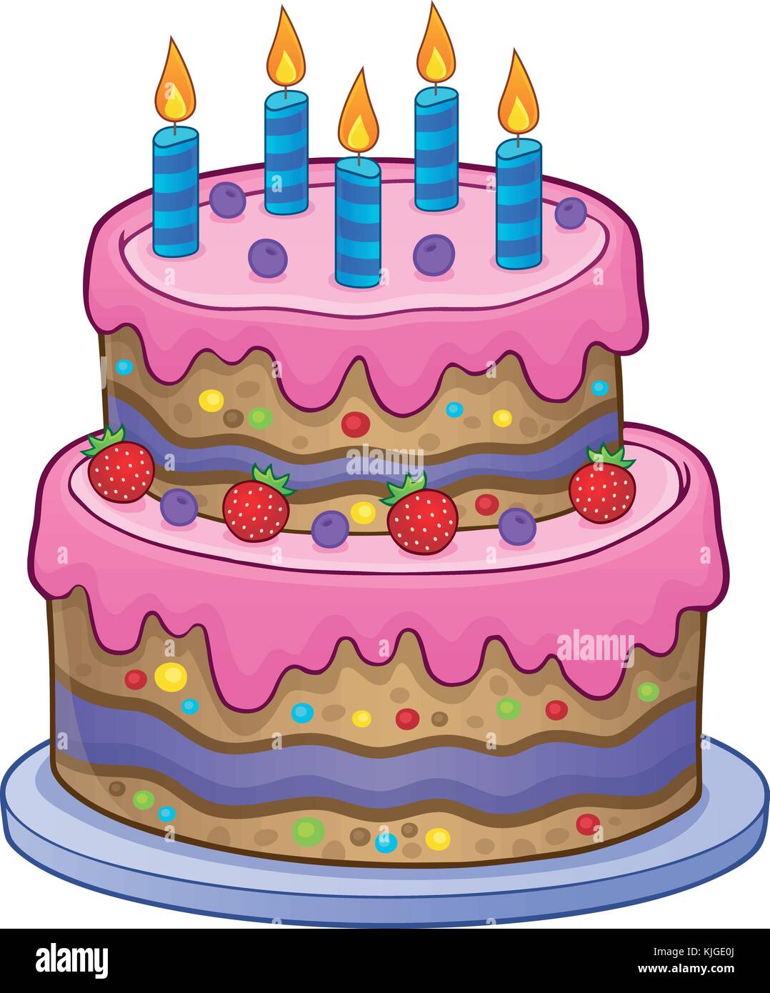 Tarta de Cumpleaños con 5 velas - eps10 ilustración vectorial Imagen Vector  de stock - Alamy