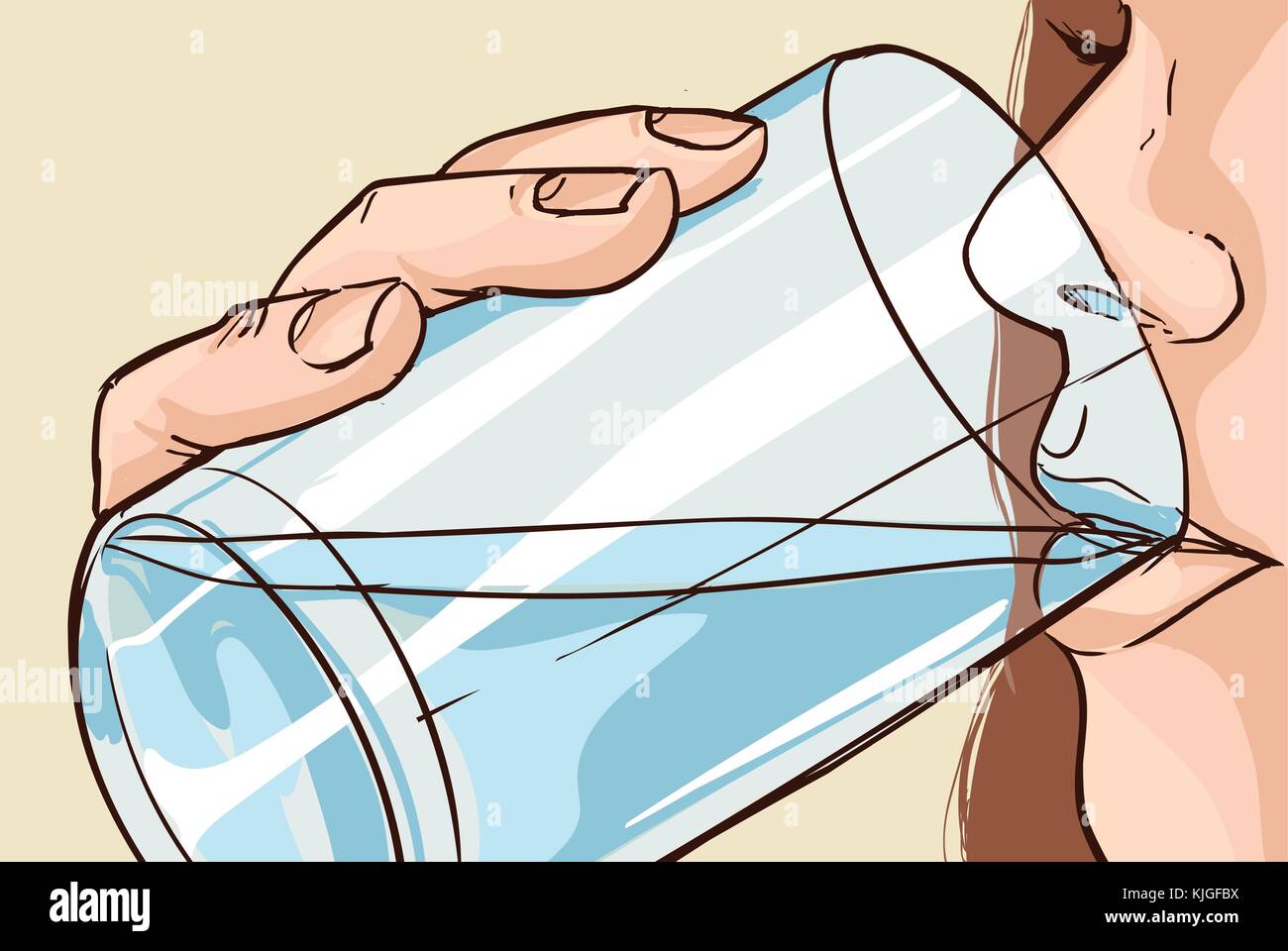 Ilustración vectorial de una bella mujer de agua potable Ilustración del Vector
