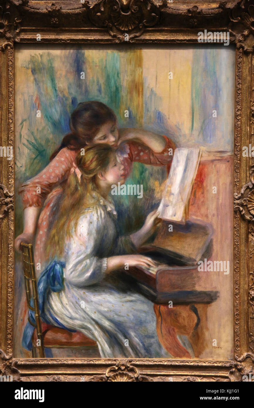 MusŽe de l'Orangerie, París. Pierre-Auguste Renoir, jeunes filles au piano,  vers 1892. Huile sur toile. Francia Fotografía de stock - Alamy