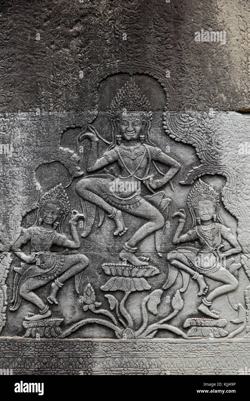 Complejo de templos de Angkor. Takeo templo. Apsaras. Camboya. Foto de stock