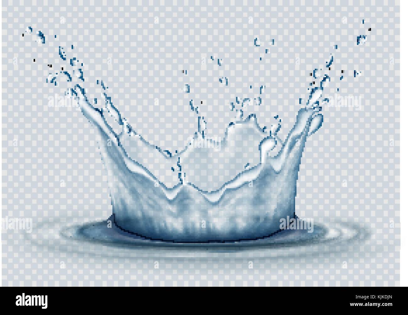 Salpicaduras de agua sobre fondo transparente. Las gotas de agua y onda en colores azules claros. realista splash transparente ilustración vectorial. Ilustración del Vector