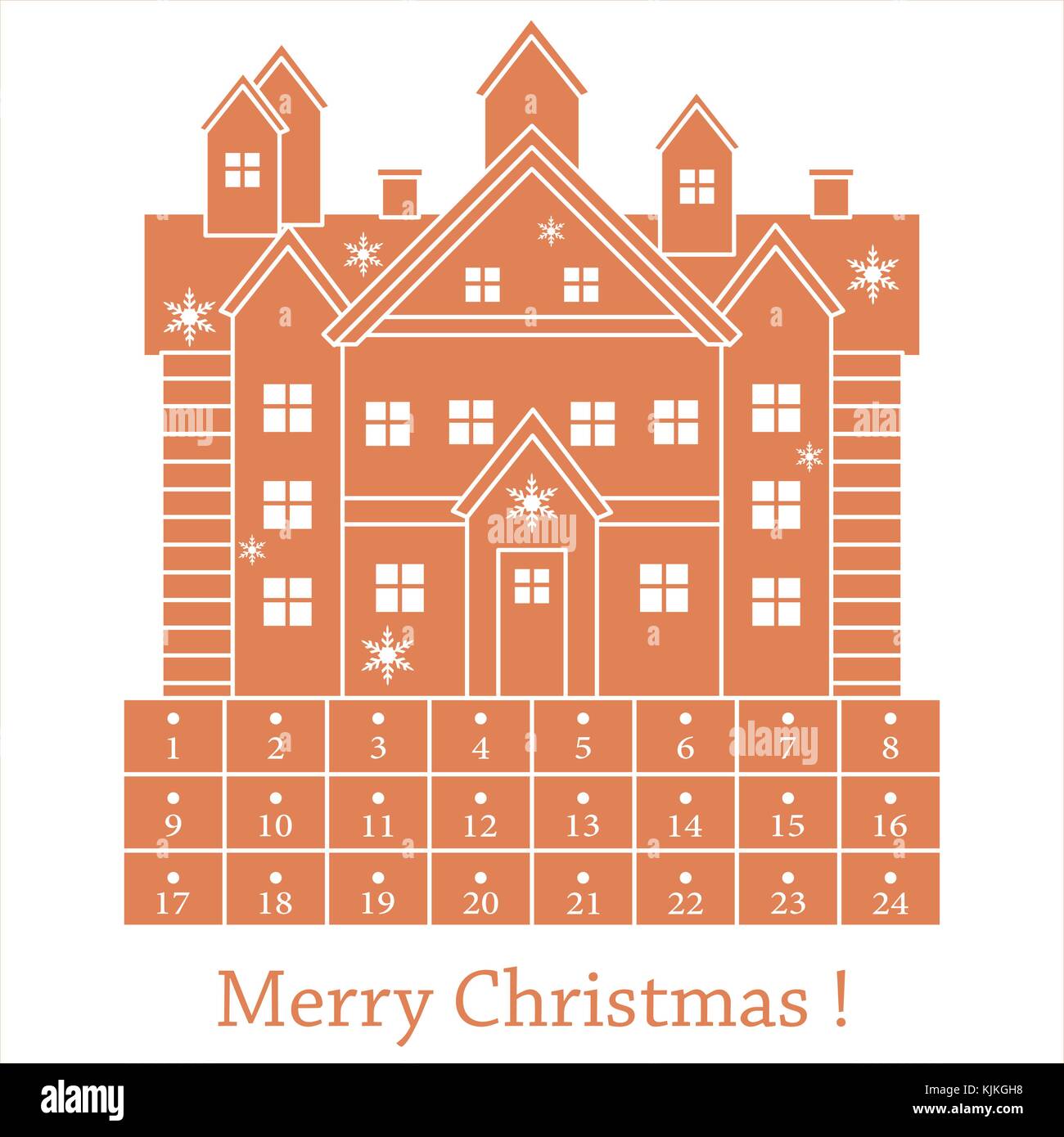 Cute ilustración vectorial: calendario de adviento. diseño de postal