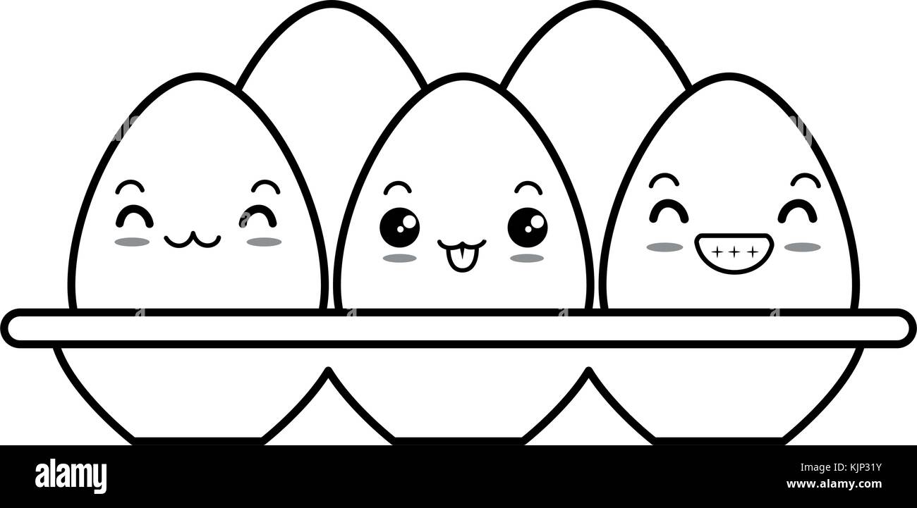 Cartón de huevos kawaii ilustración Vectorial character design Imagen  Vector de stock - Alamy