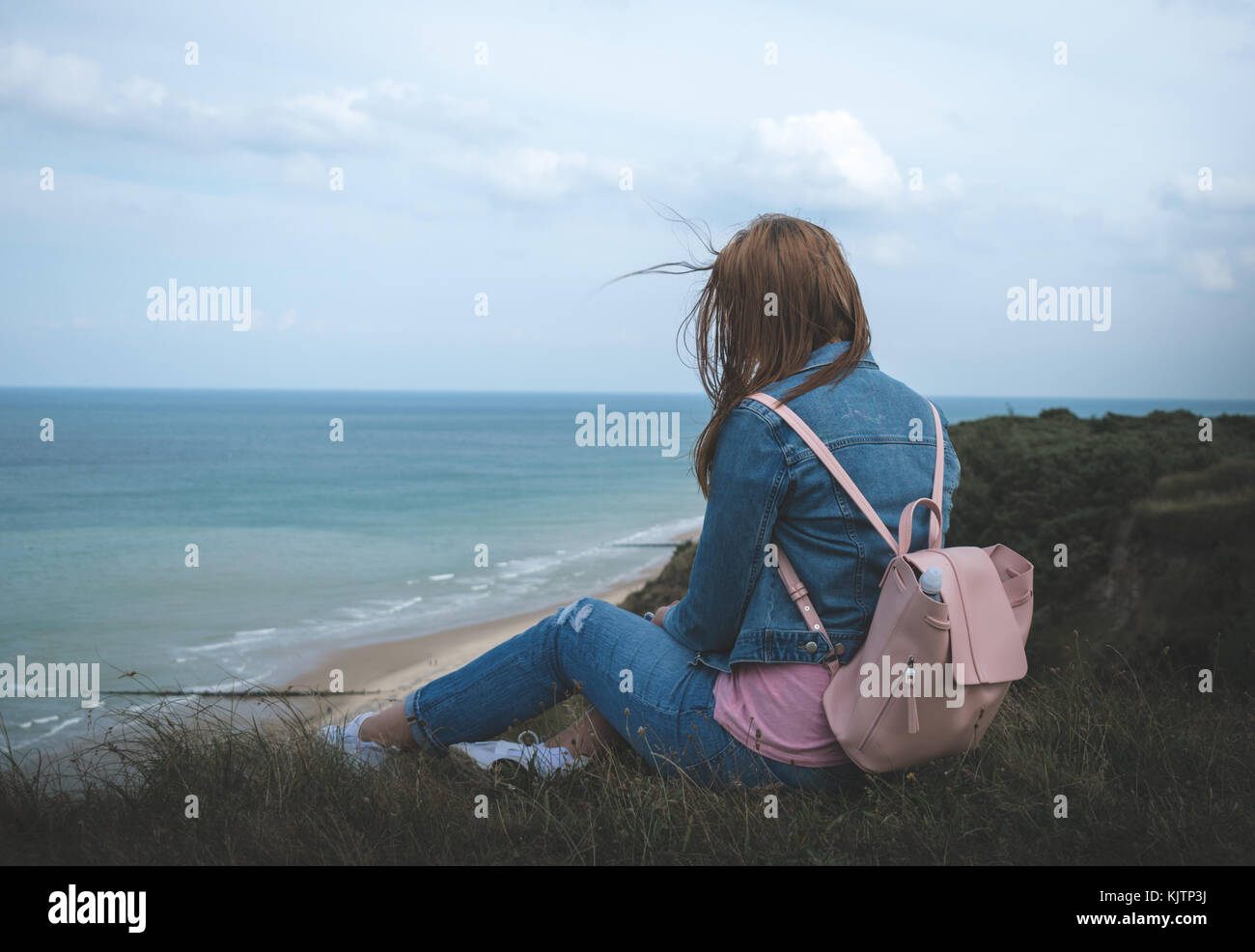 Camine por los acantilados en Cromer, North Norfolk Foto de stock