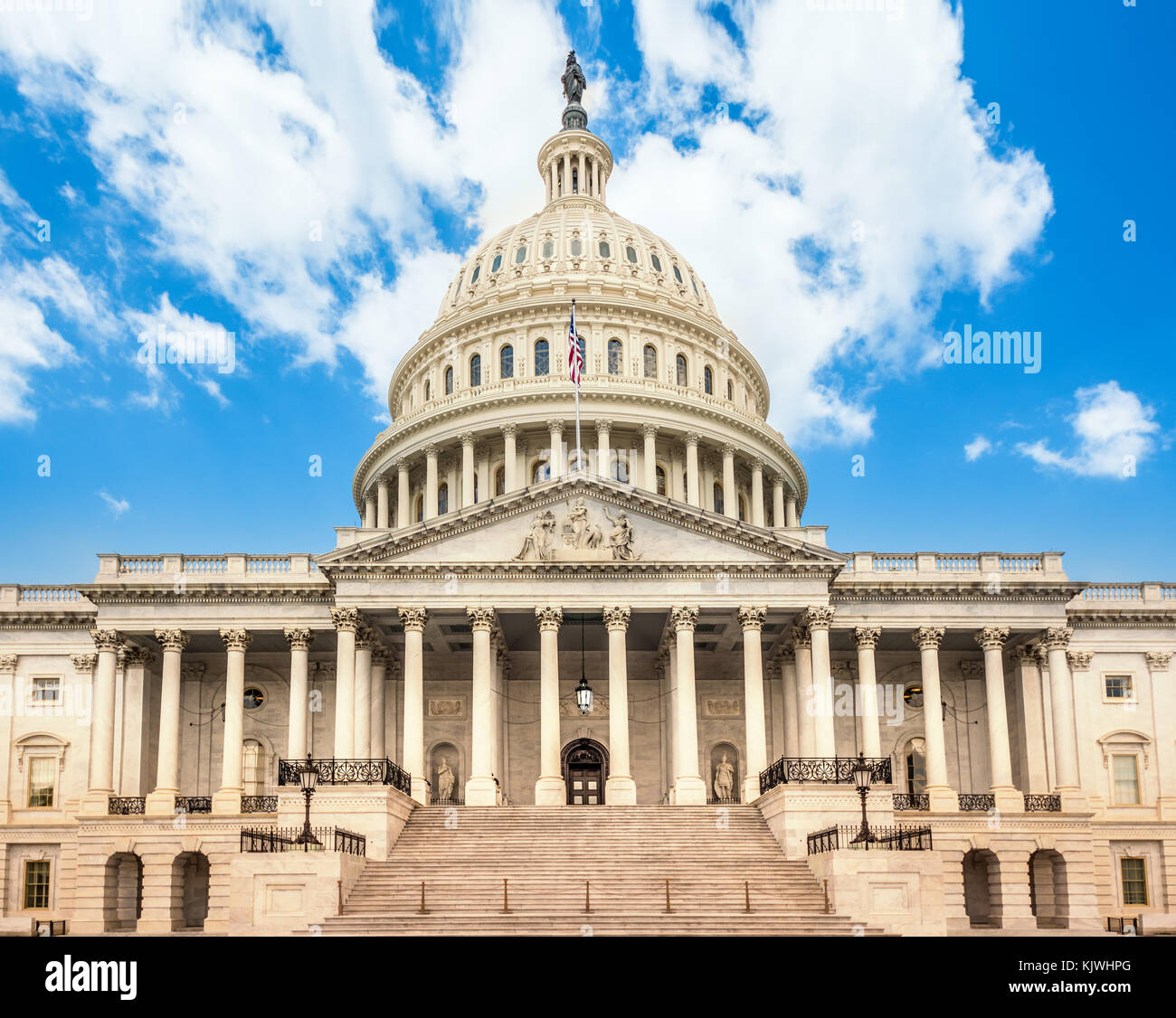 El edificio del Capitolio de los Estados Unidos en Washington DC - la fachada oriental de la famosa us landmark. Foto de stock