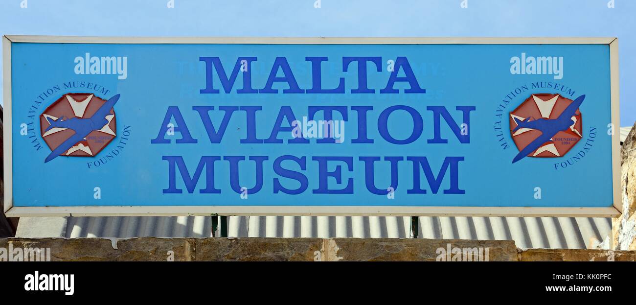 Malta Aviation Museum señal, Attard, Malta, Europa. Foto de stock