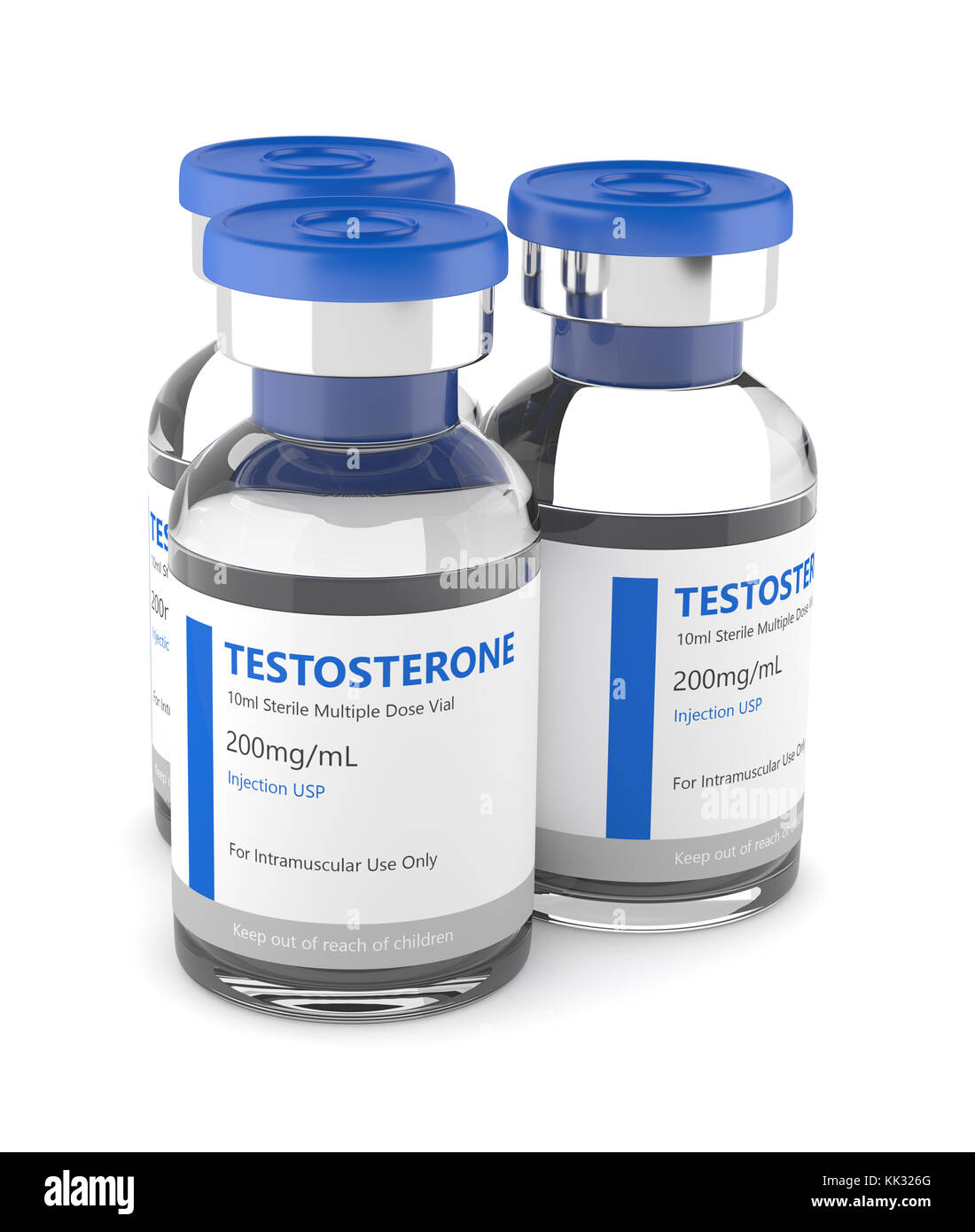 3D Render de testosterona inyectable viales sobre fondo blanco Fotografía  de stock - Alamy