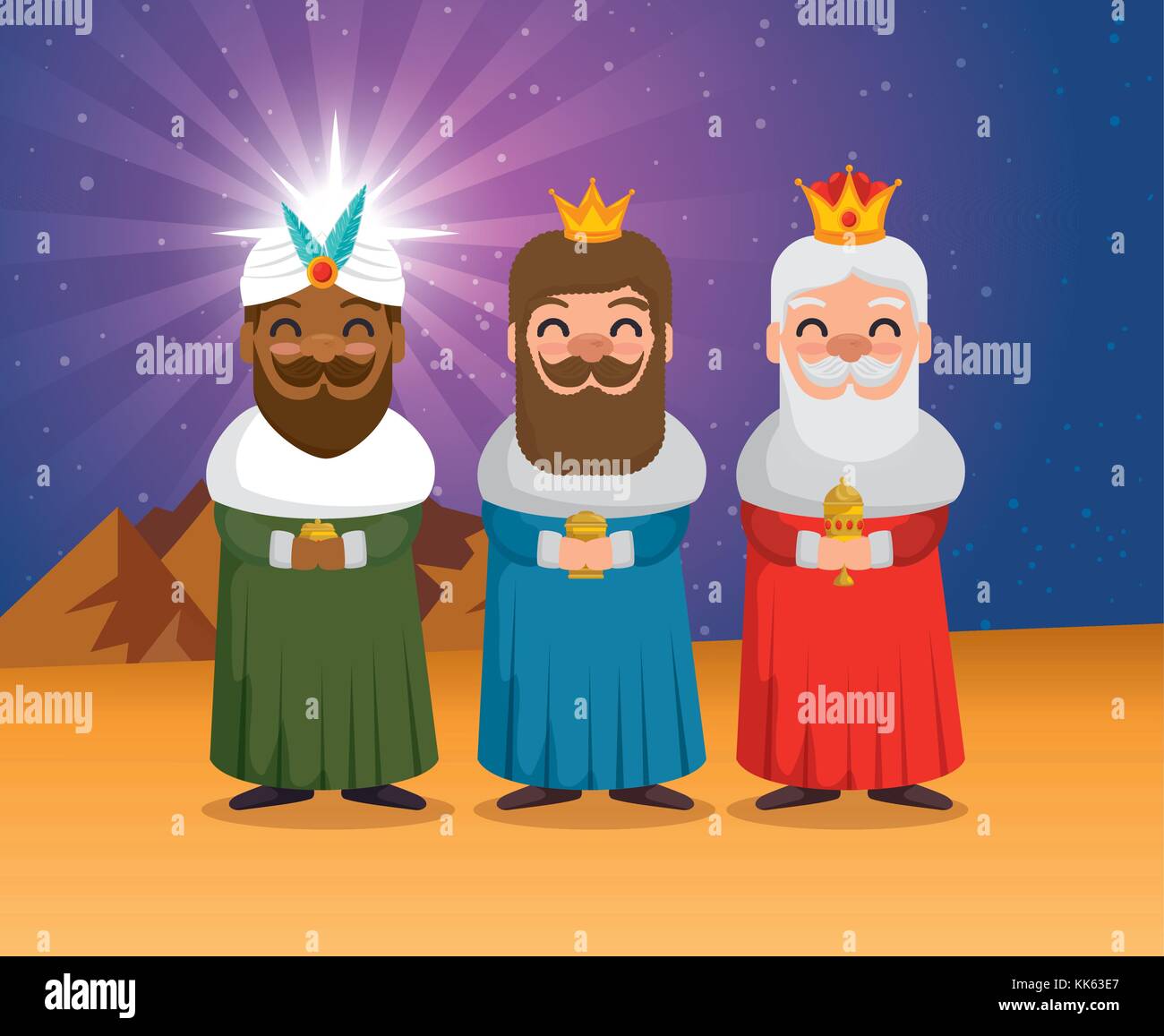 Los reyes magos de Oriente dibujos animados Imagen Vector de stock - Alamy