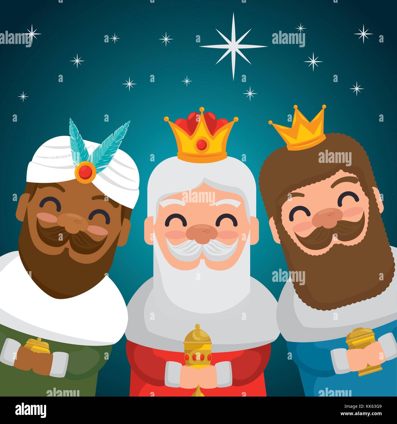 Los reyes magos de Oriente dibujos animados Imagen Vector de stock - Alamy