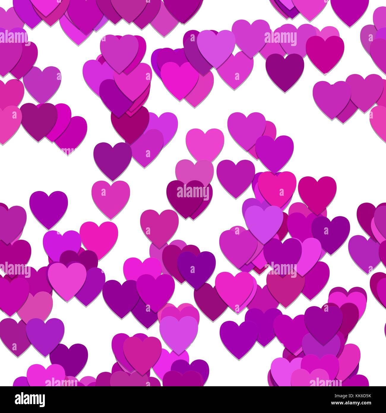 Día de San Valentín perfecto patrón de fondo - ilustración vectorial de Corazones Púrpura con efecto de sombra Ilustración del Vector