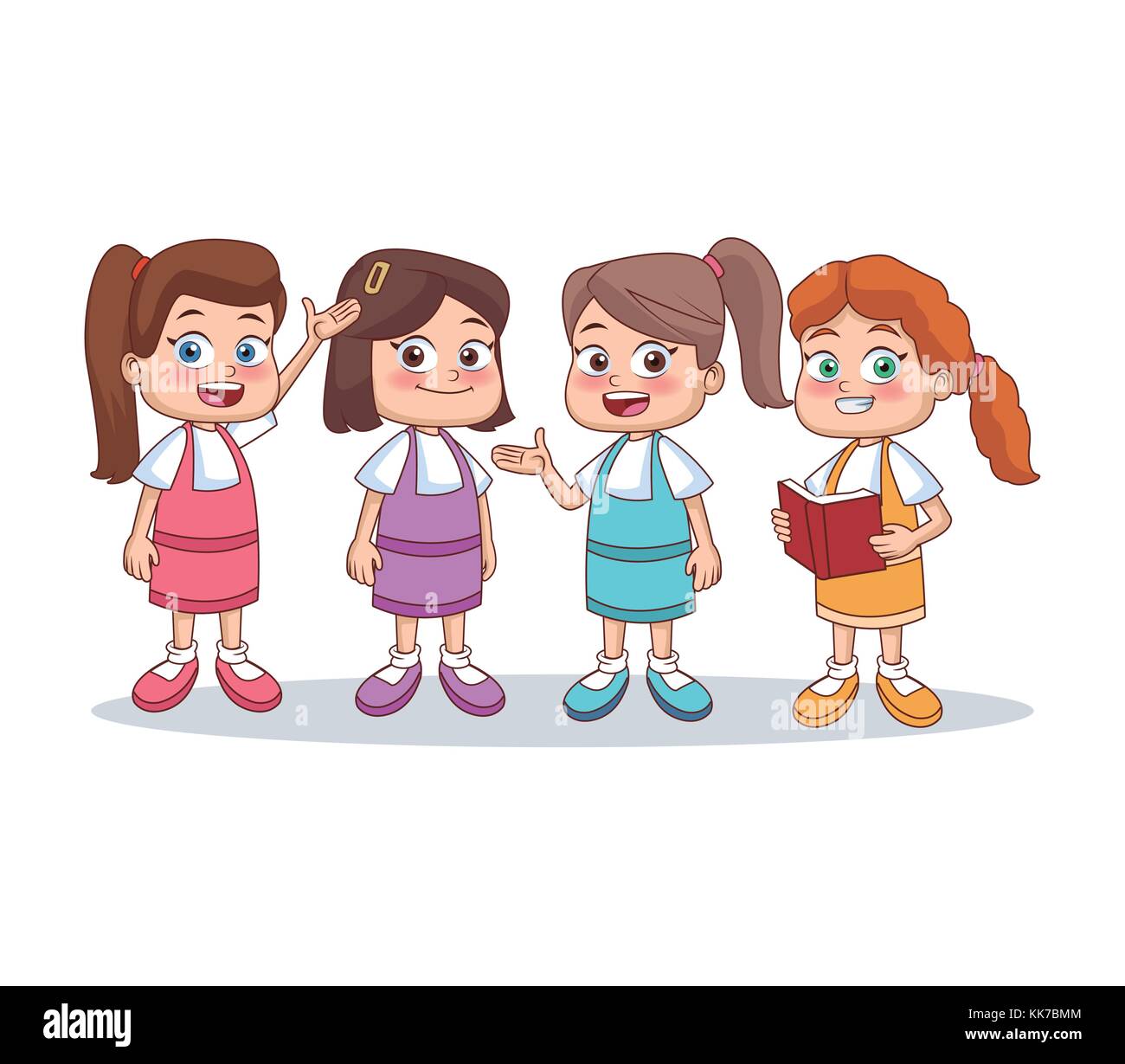Niñas de la escuela de dibujos animados Imagen Vector de stock - Alamy