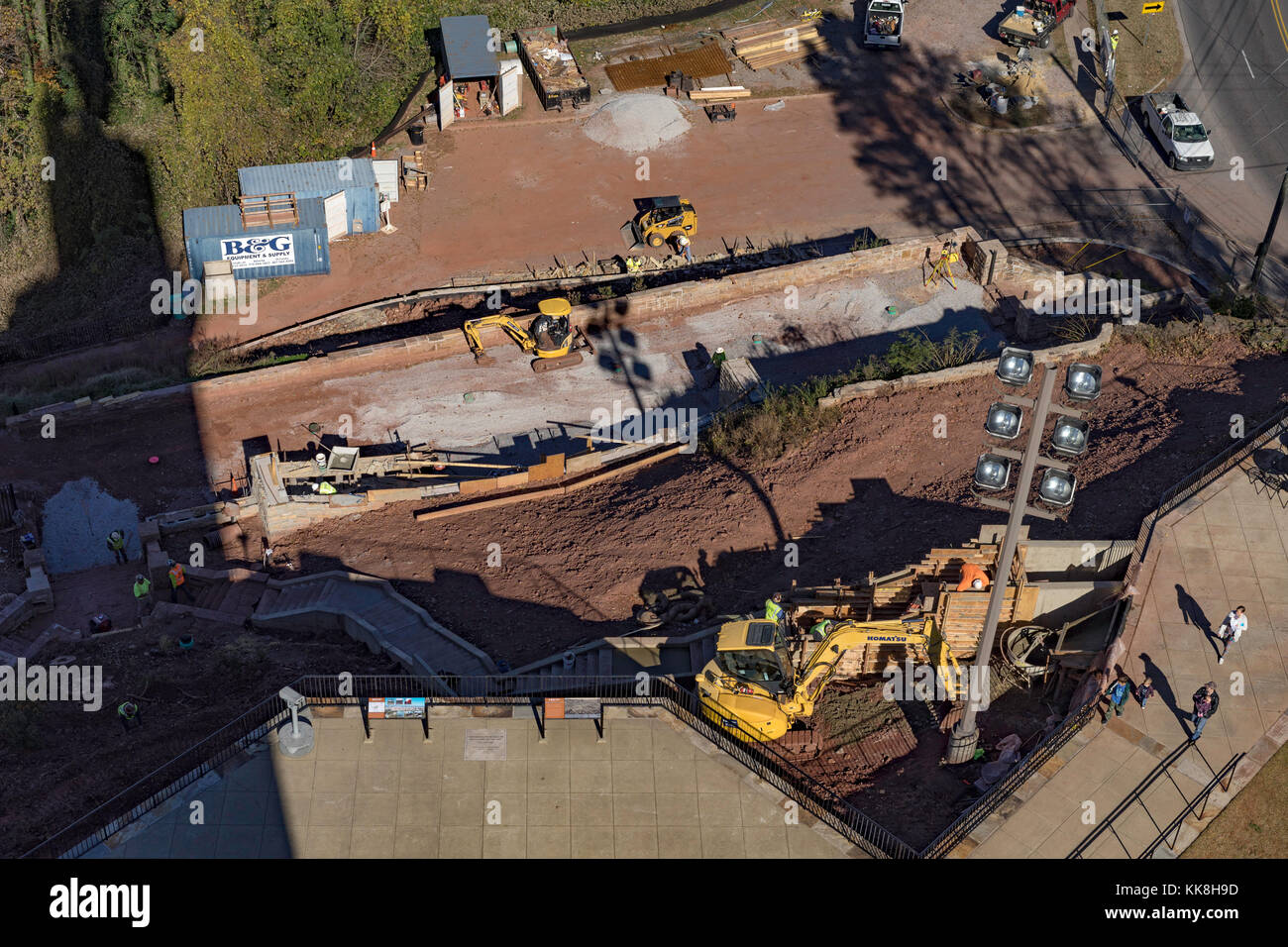 Continúa la construcción de una adición a la Vulcan Park en Birmingham, al. Foto de stock