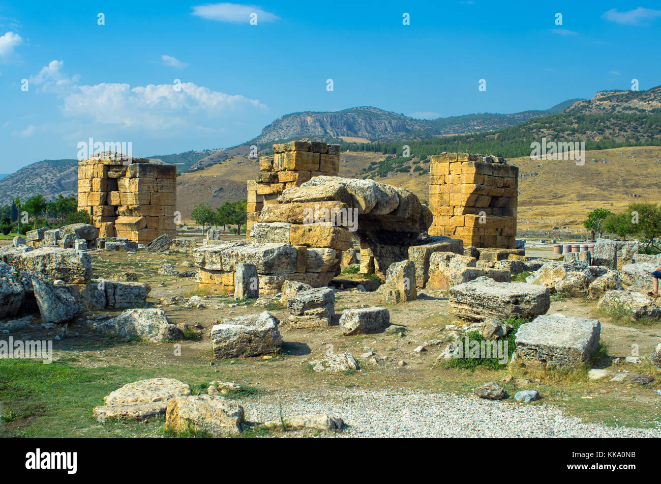 Antique permanece en Pamukkale, Turquía Foto de stock