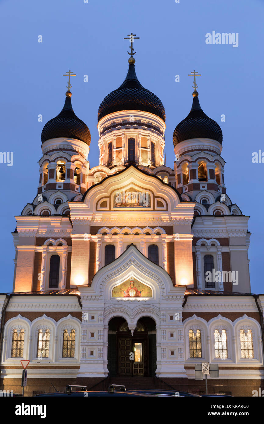 Catedral Ortodoxa de Alexander Nevsky, toompea (colina del castillo), el casco antiguo, declarado patrimonio de la humanidad por la UNESCO, Tallin, Estonia, Europa Foto de stock