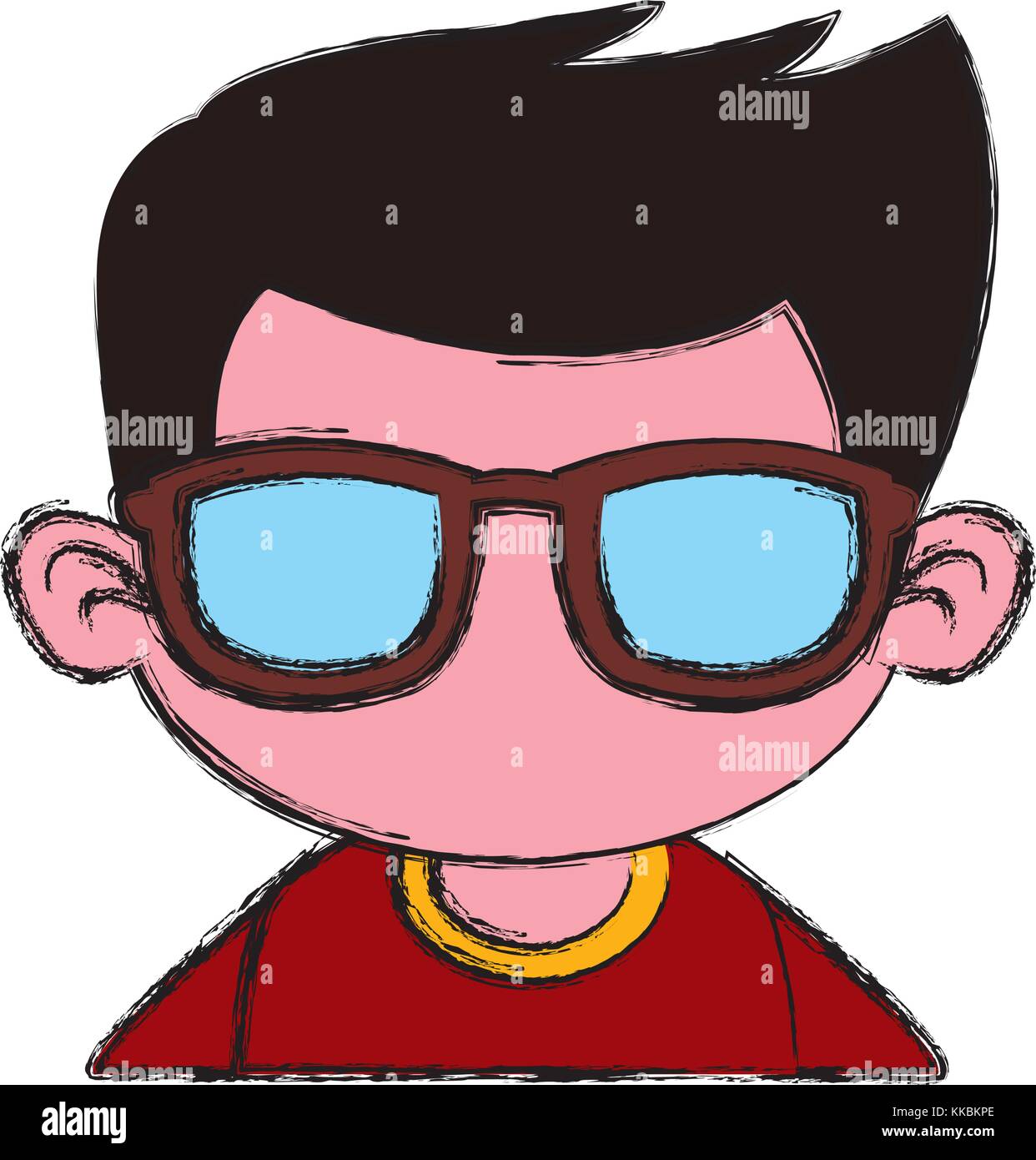 Chico lindo con lentes cartoon Imagen Vector de stock - Alamy