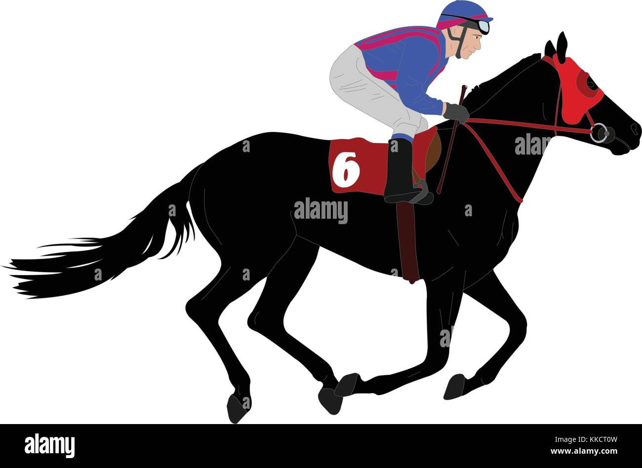 Jockey montando caballo de carreras Ilustración 6 - vector Ilustración del Vector