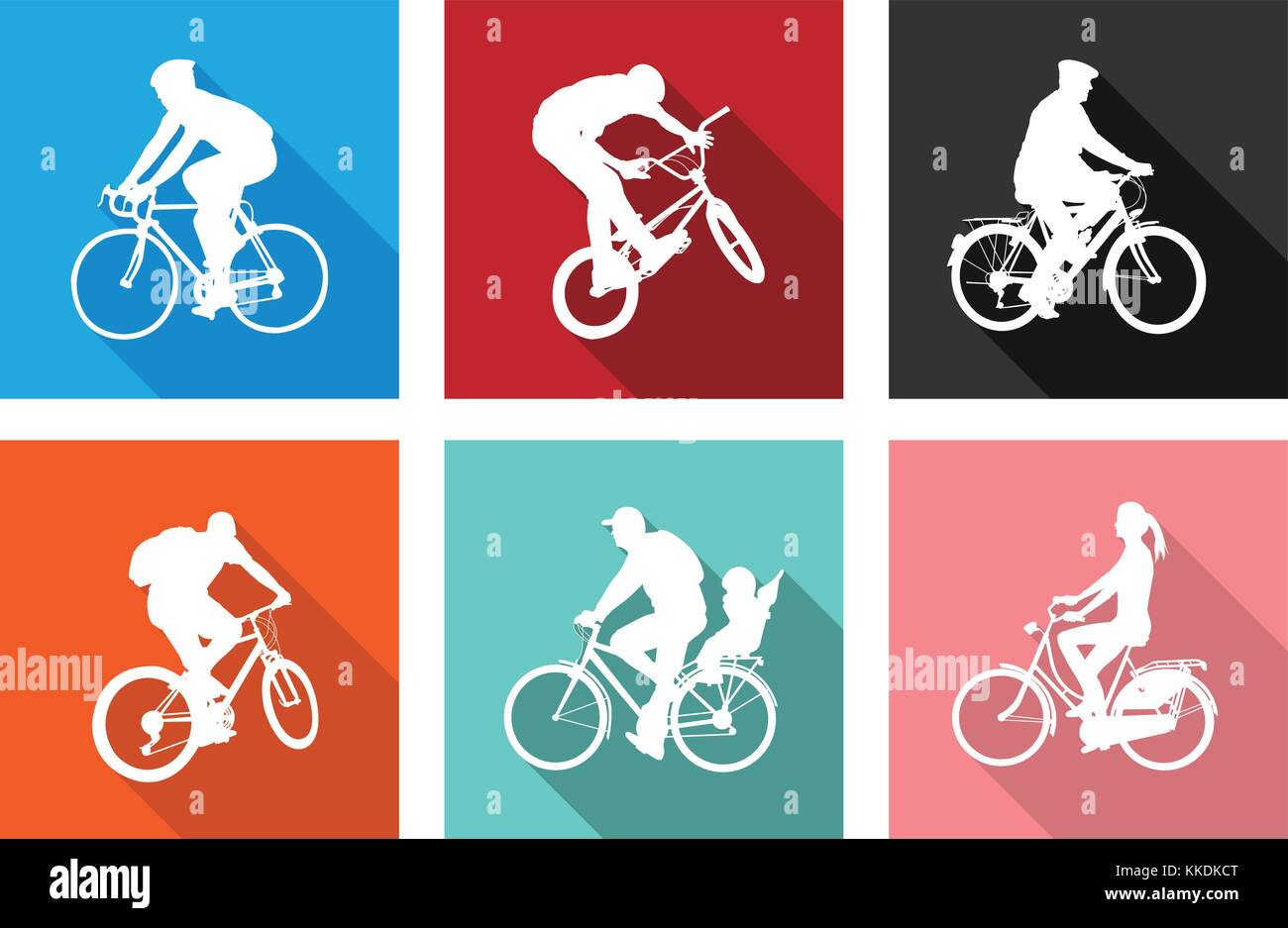 Los ciclistas sobre el plano iconos para web o aplicaciones móviles - vector Ilustración del Vector