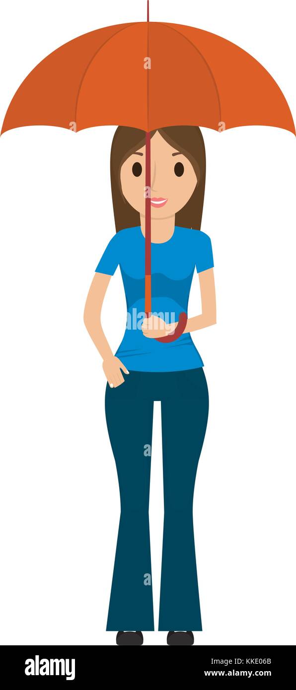 Mujer con sombrilla icono dibujos animados Imagen Vector de stock - Alamy
