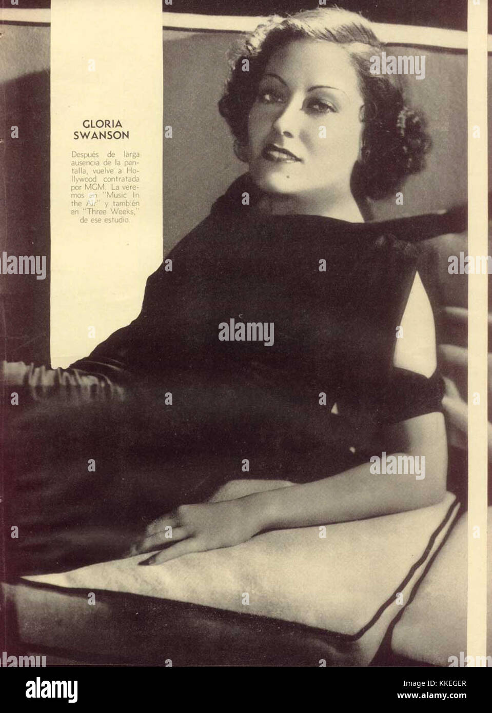 Gloria Swanson Revista Argentina AD Foto de stock