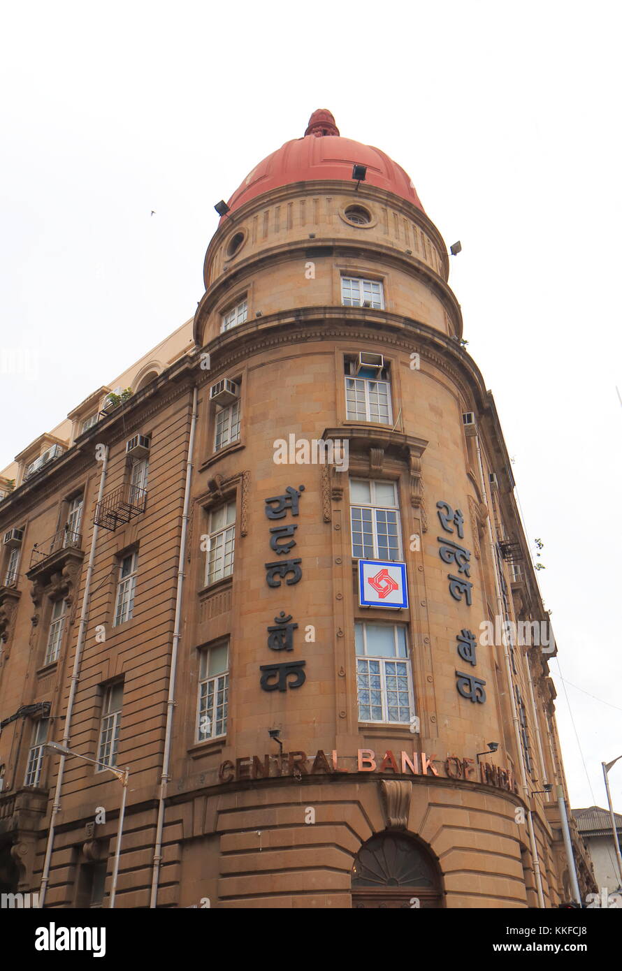 Edificio del Banco Central de la India en Mumbai, India. Banco Central de la India es uno de los más antiguos y mayores bancos comerciales de la India. Foto de stock