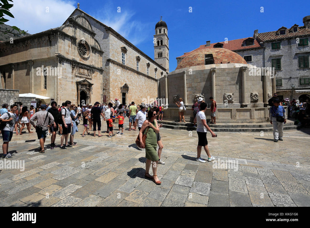 La gran Onofrios Fountain, Main Street, Dubrovnik, del condado de Dubrovnik-Neretva, Costa dálmata, el Mar Adriático, en Croacia, los Balcanes, Europa, el mundo de la UNESCO su Foto de stock